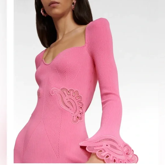 Self Portrait Pink Lace Trimmed Mini Dress. Size M. Worn once. - Picture 4 of 6